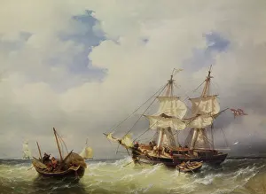 Groot: A Brig Hoisting Sail, with Other Shipping