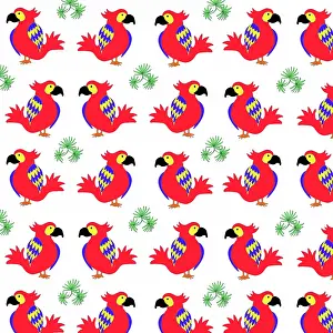 Parrots: Brightly-coloured parrots repeating pattern