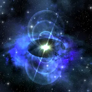 Continuity: A brilliant star sends out magnetic waves out into ?