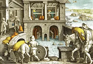 Watermill: Bringing Grain to Watermill, 16th Century