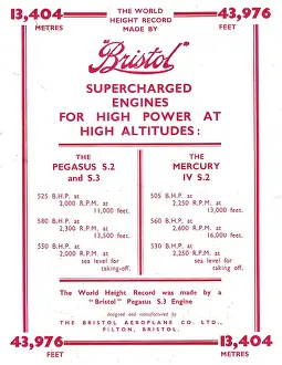 Altitudes: Bristol Mercury & Pegasus Aero Engine For High Altitudes
