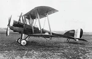 Horsepower: British BE 12 biplane on an airfield, WW1