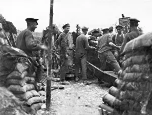 Joking: British 6 inch Howitzer, Battle of Albert, France, WW1