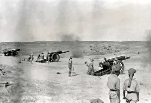 Dusty: British 60-pounder guns in action, Samarra, WW1