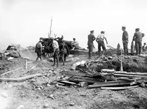 Longueval: British 8 inch Howitzer in action, Longueval, France, WW1