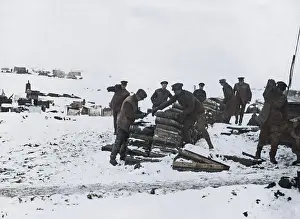 Artillerymen: British artillerymen sorting shells, Western Front, WW1