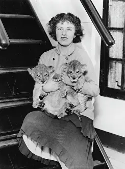 Mascots: The British aviatrix Peggy Salaman with