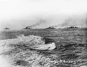 Thunderer: Four British battleships at sea, WW1