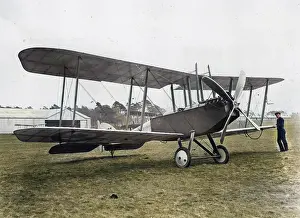 Be2c: British BE2C biplane on an airfield, WW1