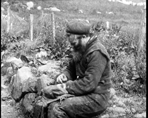 Drystone: British Bearded Man Sitting on a Drystone Wall