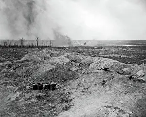 Bombard: British bombarding German trenches, Western Front, WW1