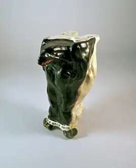 Downside: British bulldog with Bow, Bow, Bow around his neck