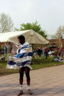 The British Caribbean History Collection: British Caribbean runner standing with wind swept foil wrap