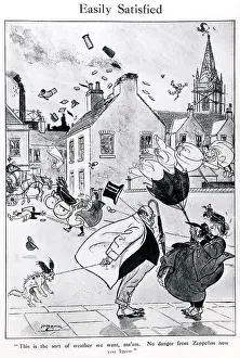 Zeppelins: British cartoon, Easily Satisfied, WW1