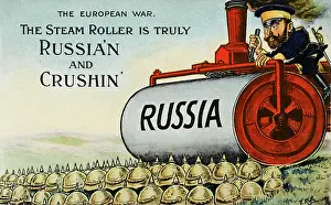 Steamroller: British cartoon satirising the First World War