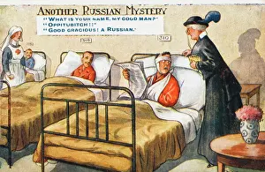 Naive: British cartoon -- wounded soldier and visitor