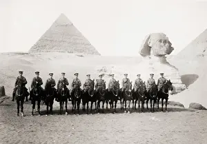 Sphynx: British cavalry officers, at the Sphinx, Egypt