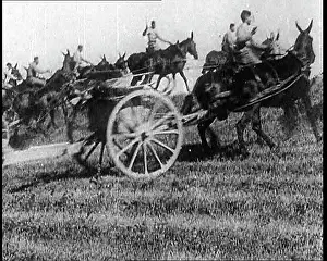 Uphill: British Cavalry Soldiers Pulling Field Guns Uphill