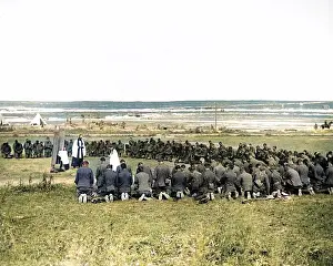 Vicar: British church parade on battlefield, Western Front, WW1