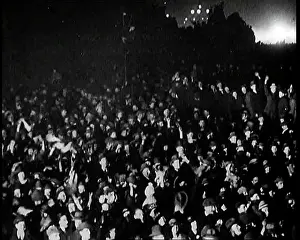 Crowding: British Civilians Crowding and Cheering Upon