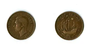 Halfpenny: British coin, George VI halfpenny