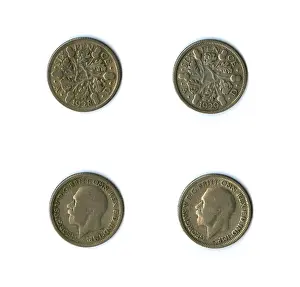 Acorns: British coins, two George V sixpences