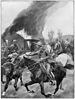 Caton: British colonial troops burning a rebel Boer's