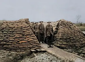 Sandbags: British communication trench, Western Front, WW1