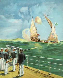 Dhow: A British Cruiser attacking an Arab Slave Dhow