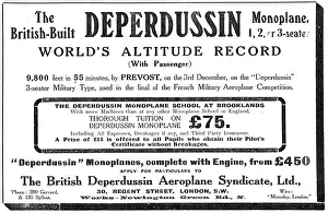 Deperdussin: British Deperdussin Monoplane - World Altltude Record