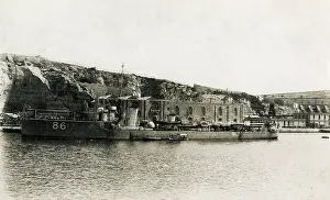 British destroyer at ammunition dump, Malta