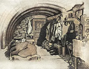 Dugouts: British dug-out interior, WW1