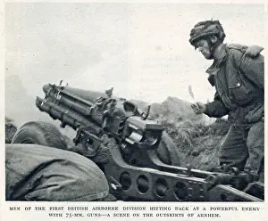 81st: British First Airborne troops using a 75mm gun, Arnhem