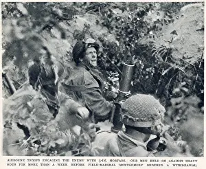 81st: British First Airborne Troops using a mortar, Arnhem