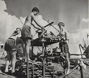 Rack: British and German boy scouts at camp, Denmark