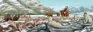 Variation: British landscape with various prehistoric animals