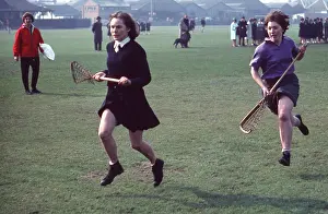 Lacrosse: The British at Leisure series -- lacrosse match in progress