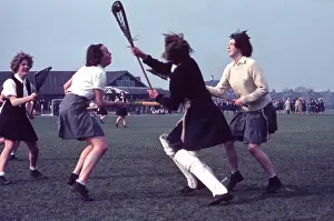 Lacrosse: The British at Leisure series -- lacrosse match in progress