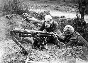 Two British machine gunners, Battle of the Somme, WW1