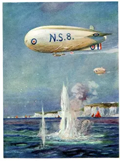 Dover: British naval airships scouting for underwater craft, WW1