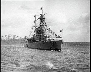 Queensferry: British Naval Warship Crossing the Forth Of