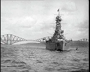 Queensferry: British Naval Warship Crossing the Forth Of