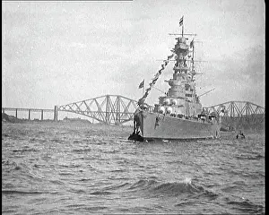Queensferry: British Naval Warship Crossing the Forth Of