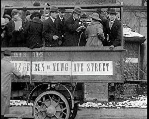 Newgate: British People Standing on a Passenger Lorry