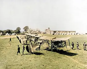 Biplanes: British planes about to set off on patrol, WW1