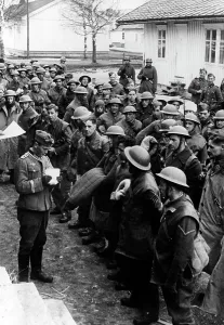 Trondheim: British prisoners of war on their way to a German internment