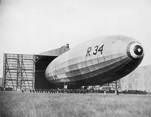 Rigid: British R34 airship emerging from hangar