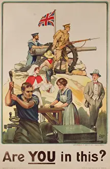 Shirkers: British recruitment poster, Are You in this? WW1