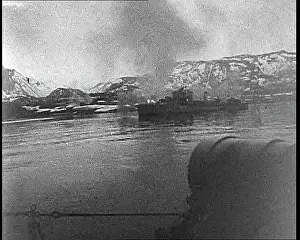 Bombarding: British Royal Navy Warships Bombarding the