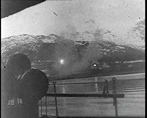 Bombarding: British Royal Navy Warships Bombarding the